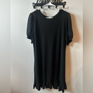 CeCe Black Dress with Sheer Sleeves